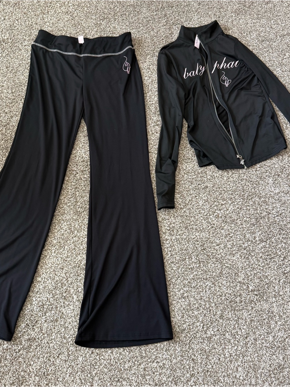 Baby Phat Black Zip Jacket and Flare Pants Set large